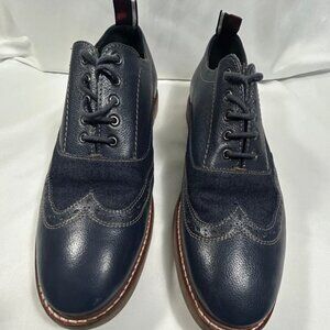 Ben Sherman Men's Leather Shoes Size 9.5 M Wingtip Oxfords Dress Casual Navy